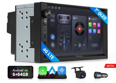 Android Radio 2 DIN mit Wireless CarPlay 7'' QLED 6+64GB Navigation 4G LTE Kamera
