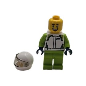 LEGO City Lime Green Racing Driver Minifigure 60113 60115 Rally Car Helmet