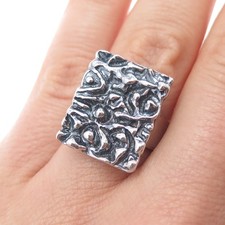 925 Sterling Silver Vintage Israel Modernist Oxidized Ring Size 5.75