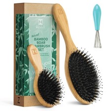 Natural Boar Bristle Hair Brush  Mini Hair Brush Set for Women, Men, Kids; D...