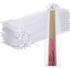 50pcs Sheer Organza Fan Bags: Organza Hand Fan Bags Drawstring Folding Paper ...