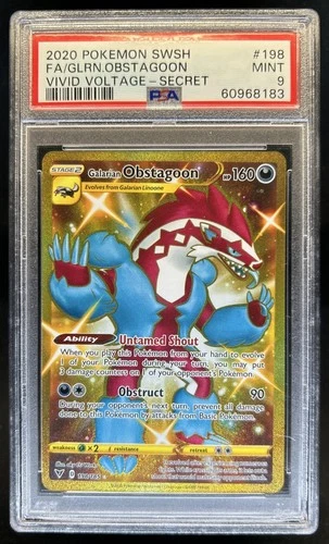 2020 Pokemon SWSH Vivid Voltage Galarian Obstagoon #198/185 PSA 9