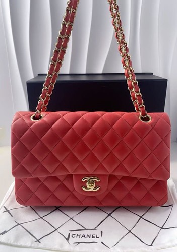 Chanel Classic Flap Red Lambskin Chain Shoulder Bag GHW