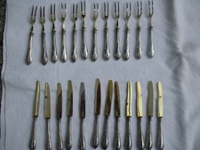 24 Teile Obstbesteck ca. 1920, Griffe 800er Silber punziert, 340 gr.