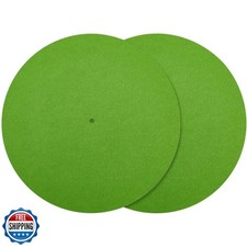 CRASPIRE 2Pcs Felt Turntable Mat Vinyl Player Pad 11.6 Inch Green