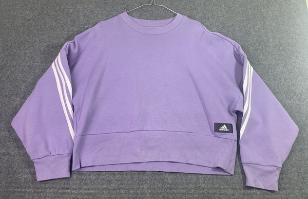 Adidas Womens Sweatshirt Cropped Purple SMALL Future Icon Activewear Crew 3S