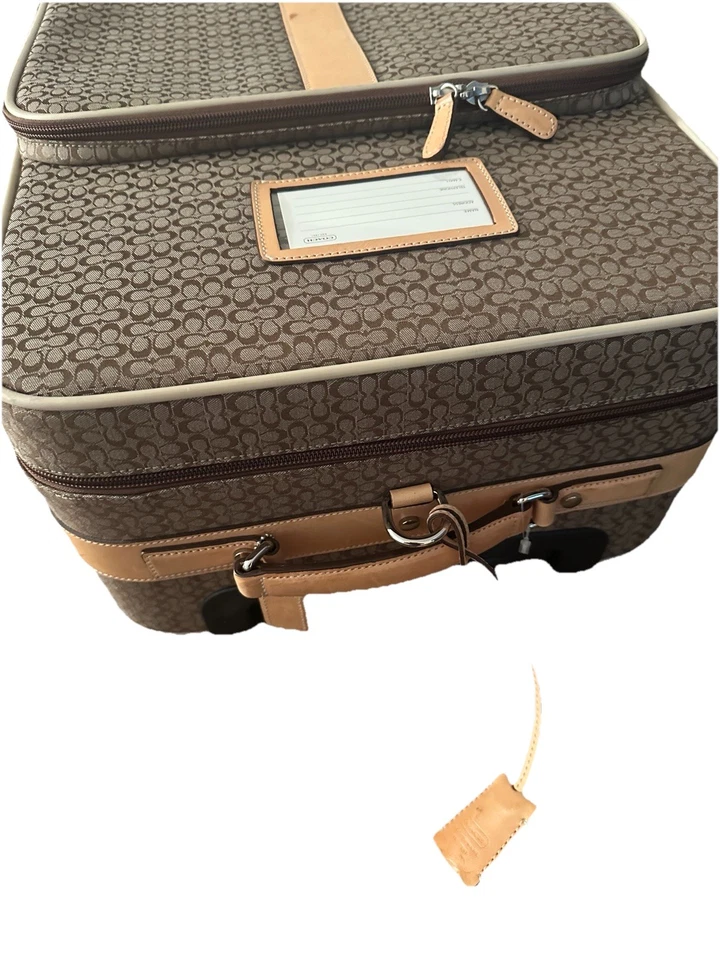Vintage COACH Signature Nylon & Leather Rolling Carry-On Suitcase - Image 2 of 4