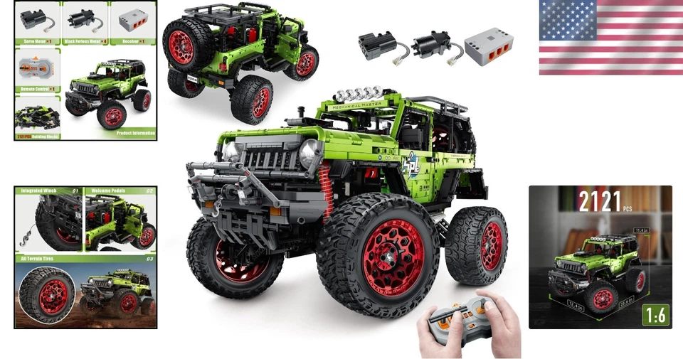 Kit de construcción hágalo usted mismo Jeep Wrangle 4x4 - 4 motores negros Foto 2 de 4