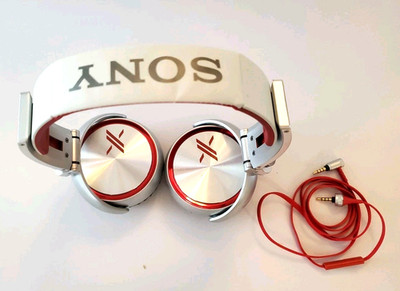 Sony MDR-X10 Foldable Headphones Red & Silver Simon Cowell X Edition. Cable Incl