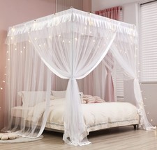 Mengersi Princess 4 Corners Post Bed Curtain Canopy Mosquito Net Princess