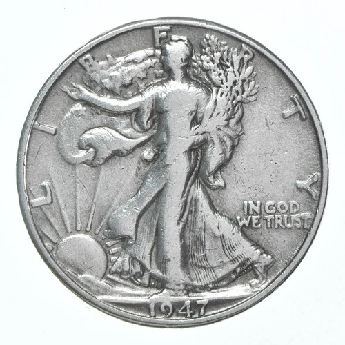 XF/AU 1947-D Walking Liberty Half Dollar Polished 90% Silver *1526
