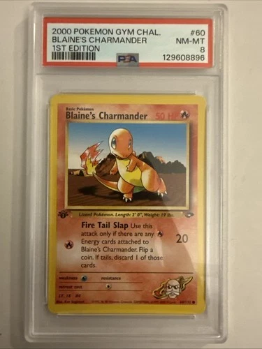 2000 Pokemon Gym Challenge 1st Edition Blaine's Charmander #60/132 PSA 8