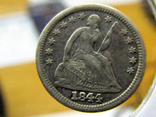 High grade 1844 Seated half dime ...  with repunched date  ( item #5C050H )
