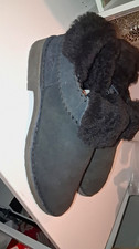 UGG Ansley Women  s Black Suede Shearling Lined Moccasin Slippers US 9
