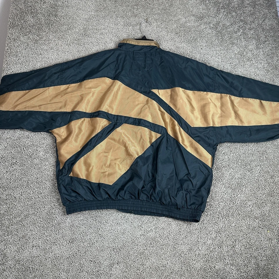 Chaqueta cortavientos vintage Reebok para hombre XL verde azulado tostado cremallera completa bloques de color pista años 90 Foto 4 de 4