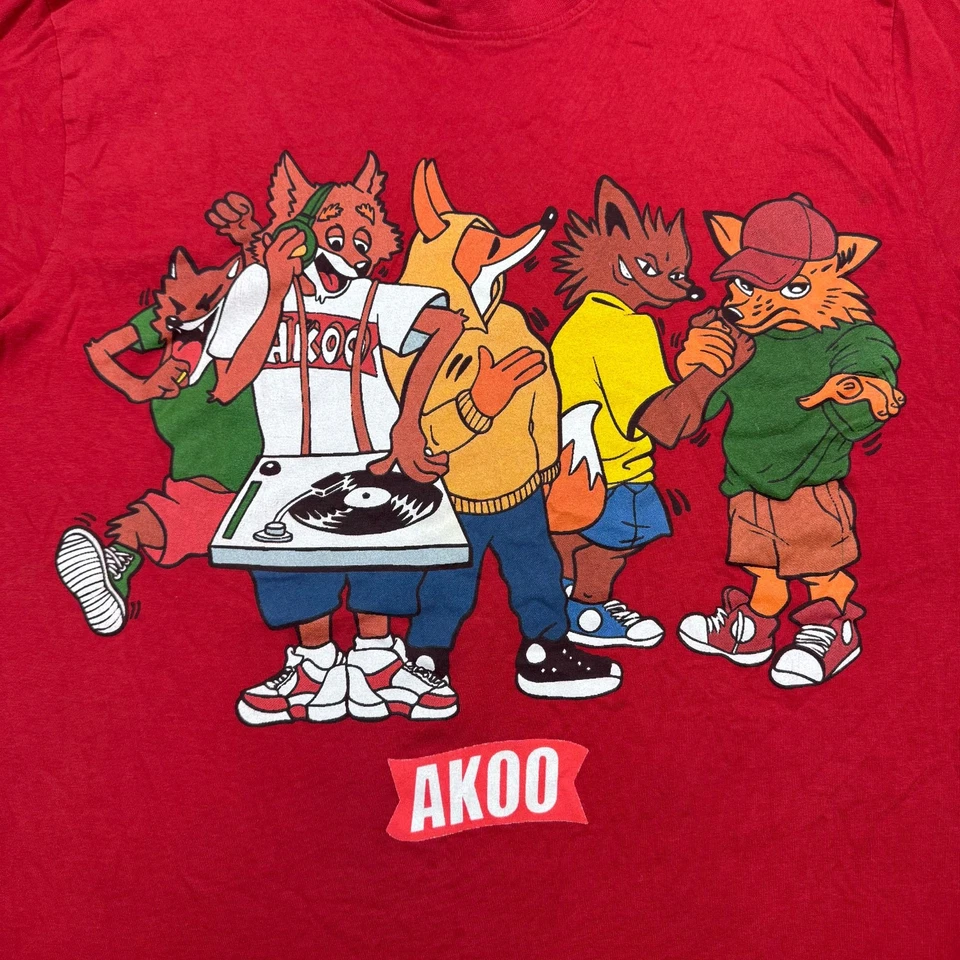 Camisa para hombre marca Akoo talla L roja manga corta cuello redondo ropa de calle Y2K vintage Foto 4 de 4