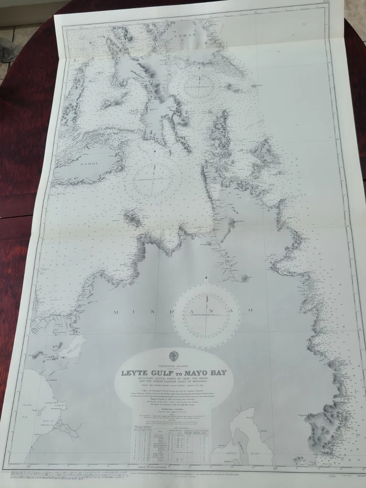Admiralty Chart 3810 Philippine Islands Leyte Gulf to Mayo Bay Cebu Bohol 1924 - Image 2 of 4