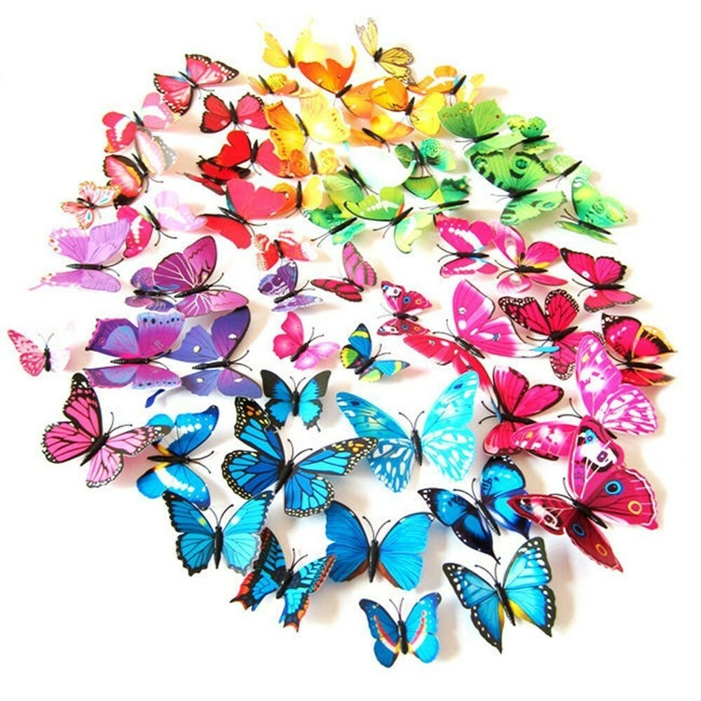 Adhesivo de pared, 12 piezas 3D mariposas - Decoración y muebles para...