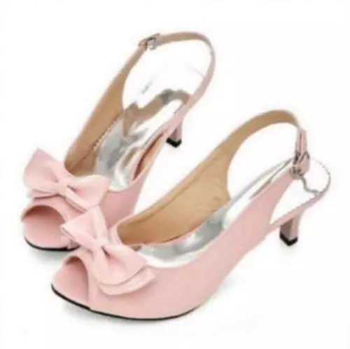 Damenschuhe Pfennigabsatz Peeptoe-Slingpumps Sandalen Übergröße - Bild 24 von 26