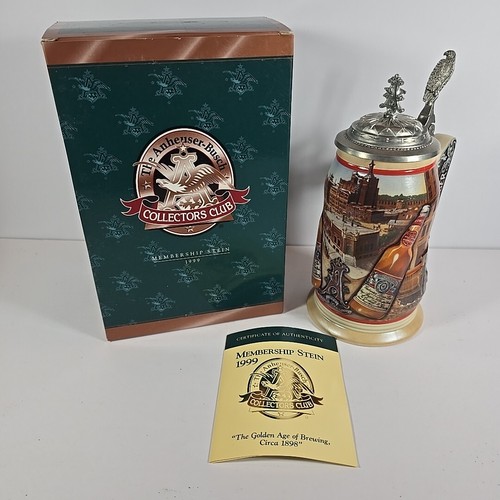 Club de Coleccionistas Anheuser Busch 1999 Membresía Stein La Edad de Oro de la Elaboración de Cervecería B - Imagen 1 de 18