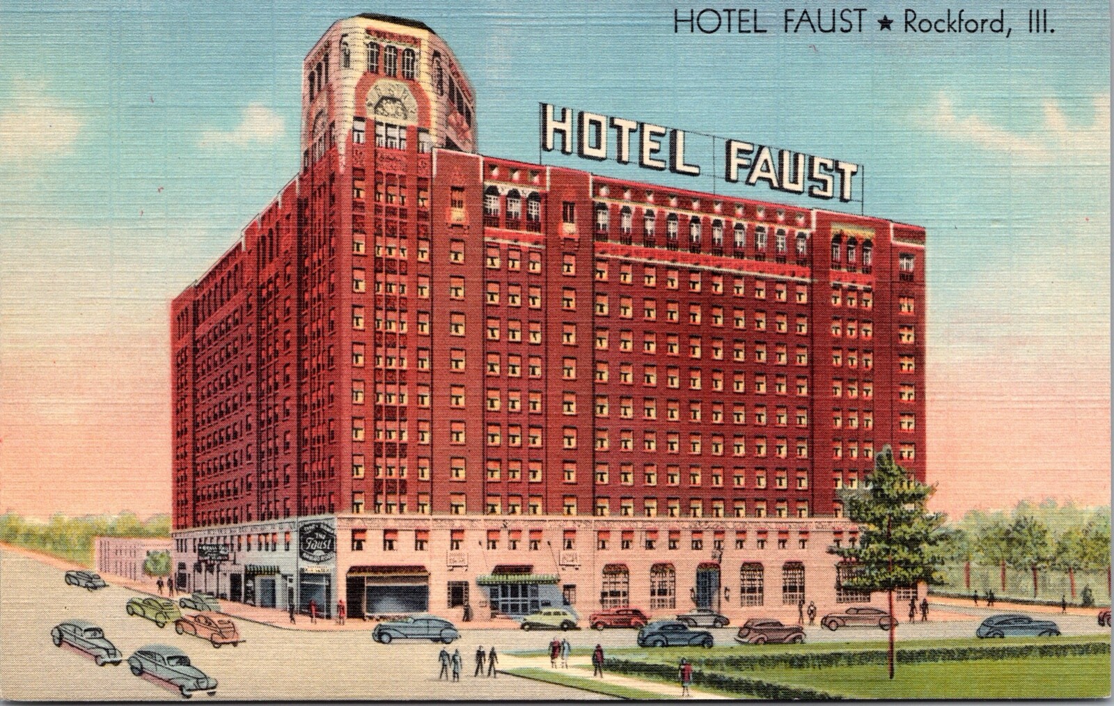 Linen Postcard Hotel Faust in Rockford, Illinois132414 eBay
