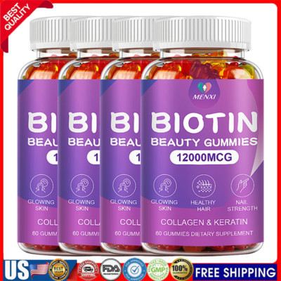 Vitamin C Biotin Gummies 12000 Mcg for Stronger Hair Skin Nails 60 Vegan Gummie