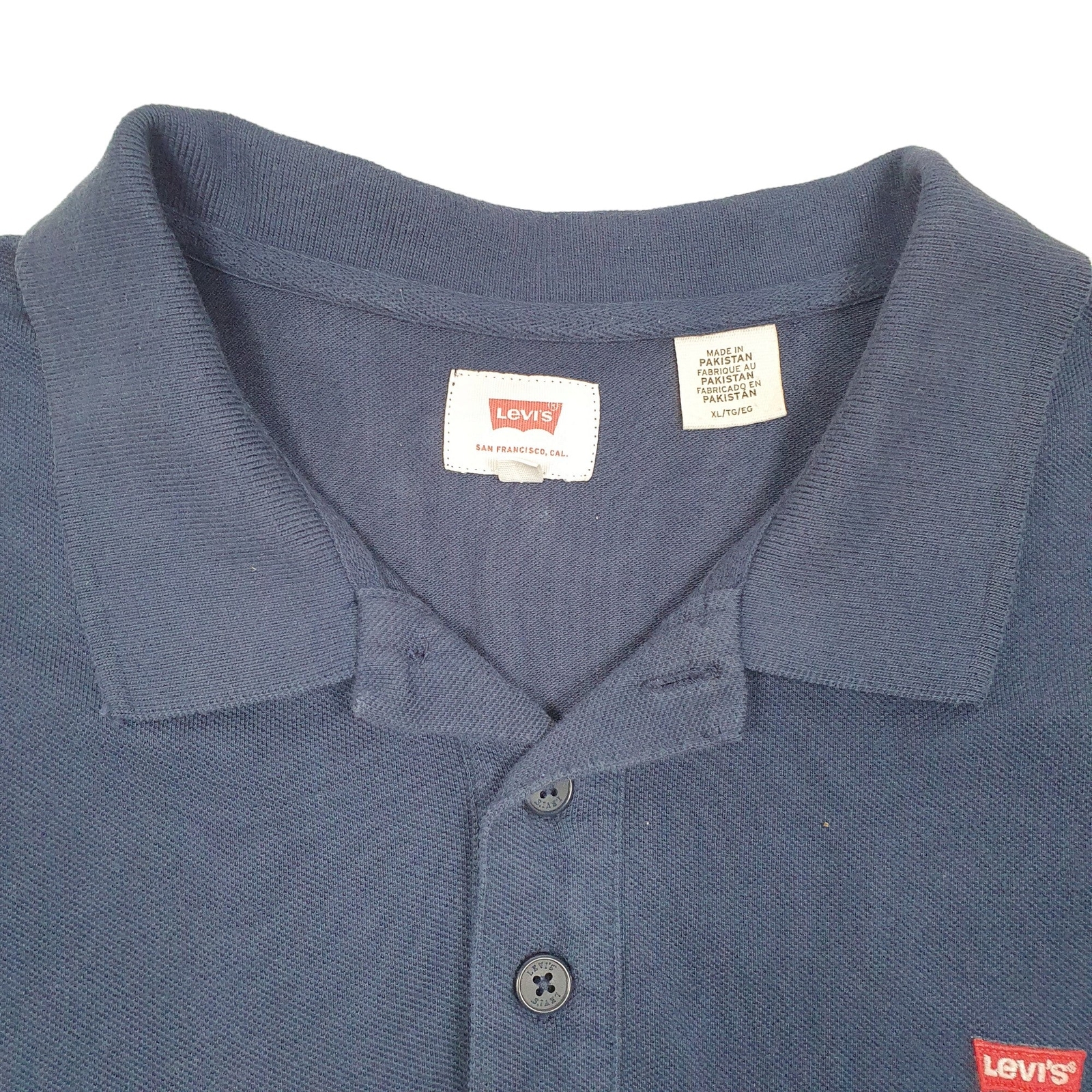 LEVIS Navy Polo Shirt Short Sleeve Cotton Mens XL image 3