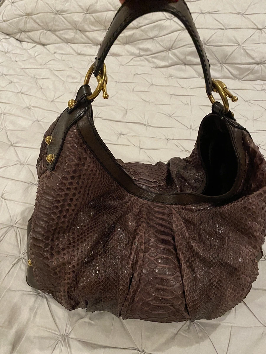 AUTHENTIC GUCCI Python Snakeskin Horsebit Hobo Purse Handbag eBay