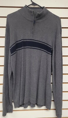 Arrow 1/4 Zip-up Men's Large Sweater Pullover Gray Navy