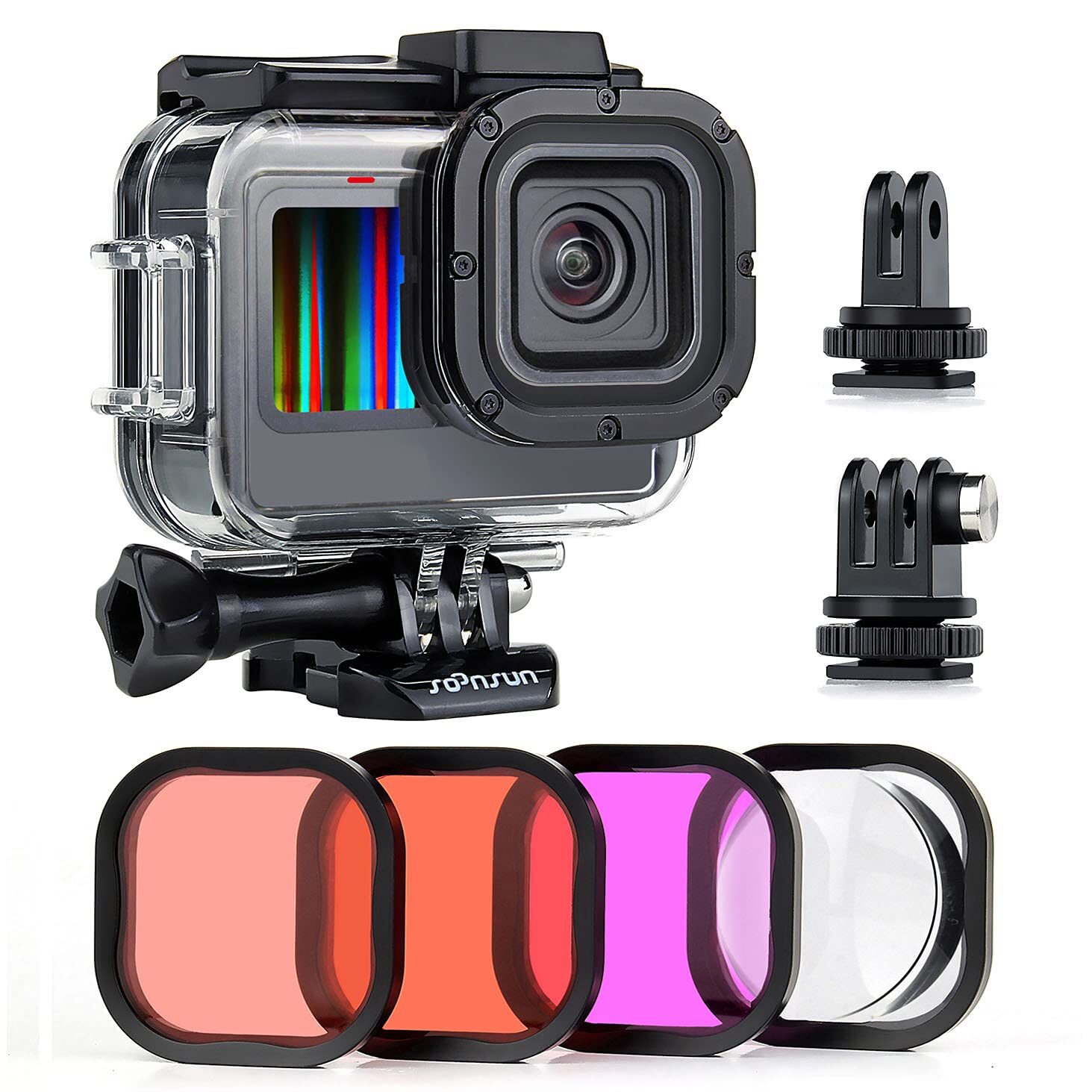 Waterproof Case with Dive Filters for GoPro Hero 13/12 / 11/10 / 9 Black, 196...-image