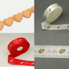 Bänder Hochzeitsbänder Drahtkante mit Herzen gold weiß Satin Hohl gestanzt 1,8-5