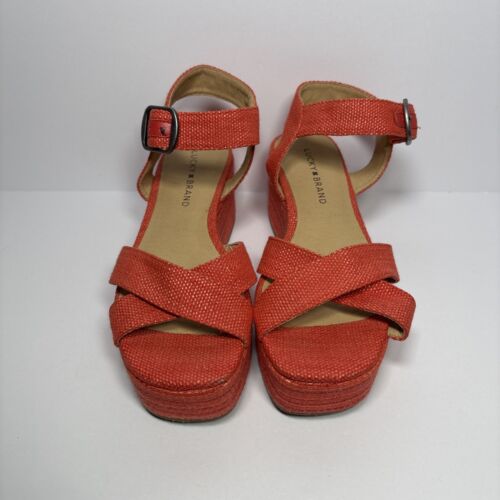 Lucky Brand Bainda Coral Platform Sandals Espadrille Wedge Shoes Women’s Size 6M - Picture 3 of 12