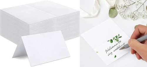 120 biglietti posto, biglietti per banchetti riempibili bianchi.