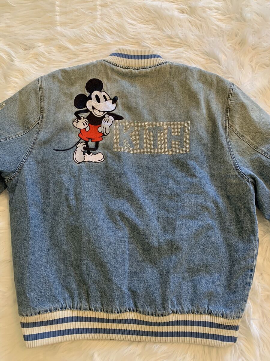 KITH x Disney Denim Varsity Jacket Mickey Mouse Swarovski KITH x Disney Denim Varsity Jacket Mickey Mouse Swarovski