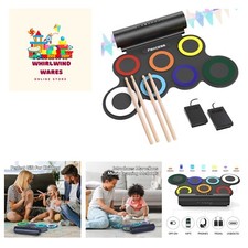 7 Pads Electronic Drum Set, Roll-Up Drum Practice Pad Drum Kit with Headphone...