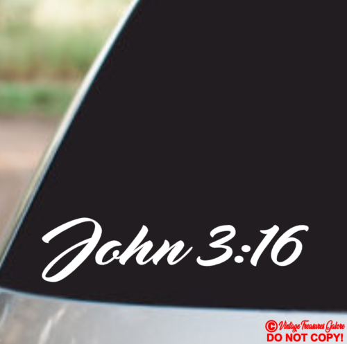 Autocollant autocollant vinyle John 3:16 voiture camion fenêtre arrière pare-chocs mural JESUS GOSPEL - Photo 1 sur 2