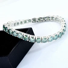 5mm Certified Blue Diamond Men's Tennis Bracelet-8 Inches, 925 Silver