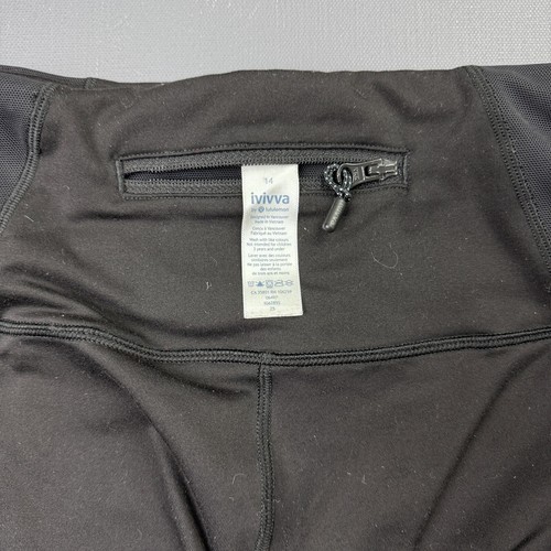 Ivivva By Lululemon Girls 14 Black Capri Leggings Athleisure Activewear Pants - Picture 6 of 11
