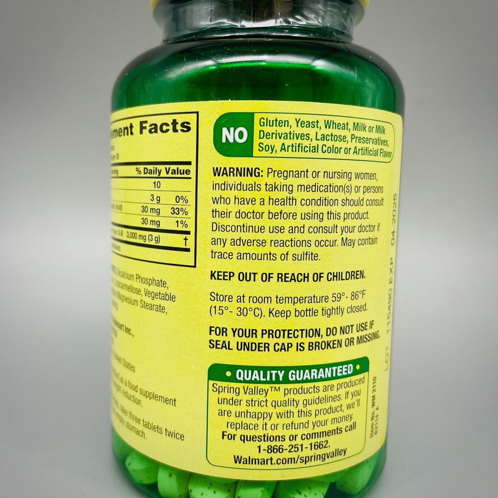 Spring Valley Collagen Hair/Skin/Nail Health 1000mg, 90 Tablets 2PK 1/