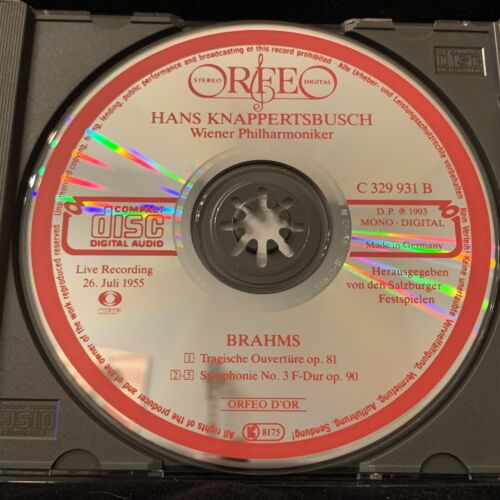 BRAHMS Symphonie #3 & Tragik - KNAPPERTSBUSCH Wien - Salzburg 1955 - ORFEO CD - Bild 3 von 3
