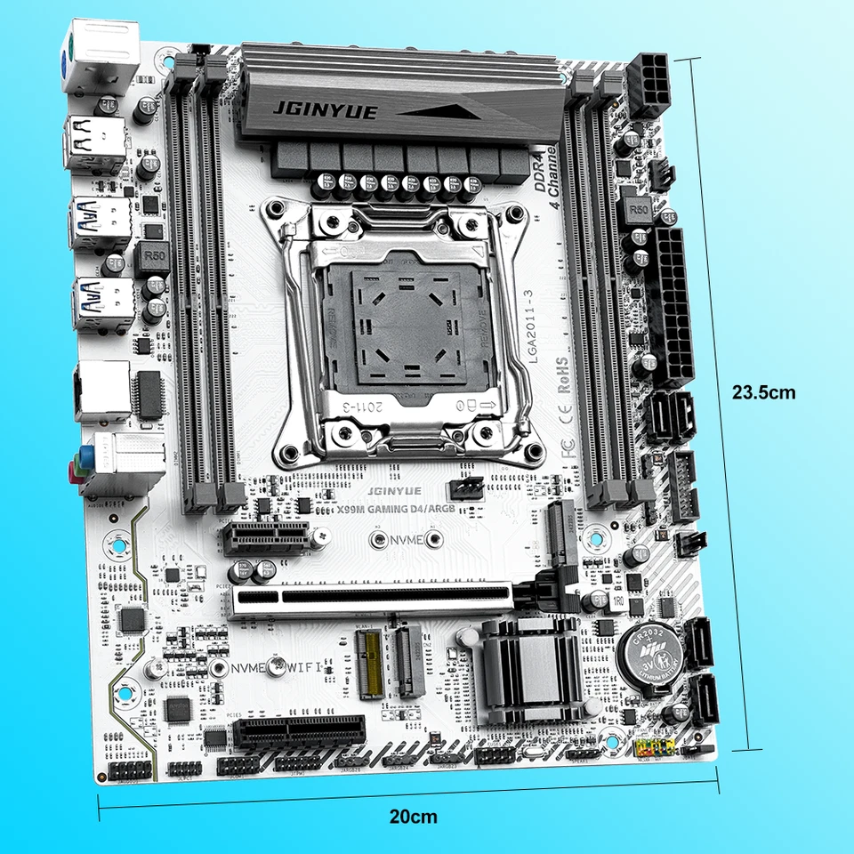 X99 Motherboard LGA 2011-3 for Intel, Micro-ATX DDR4 Gaming ARGB Mainboard - Image 2 of 4