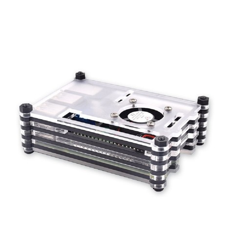 Acrylic Clear Case w/ Cooling Fan&Heatsink&Screwdriver For Raspberry Pi 3B+/3B - Afbeelding 4 van 9