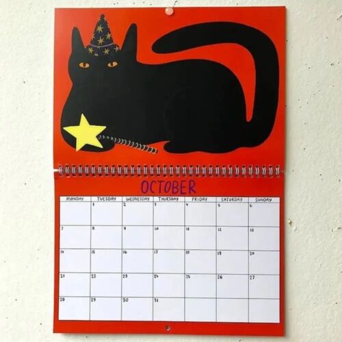 Cute Pink Cat Calendar Daily Planner Calendar  Annual Planning Drawing Record - Photo 1/10
