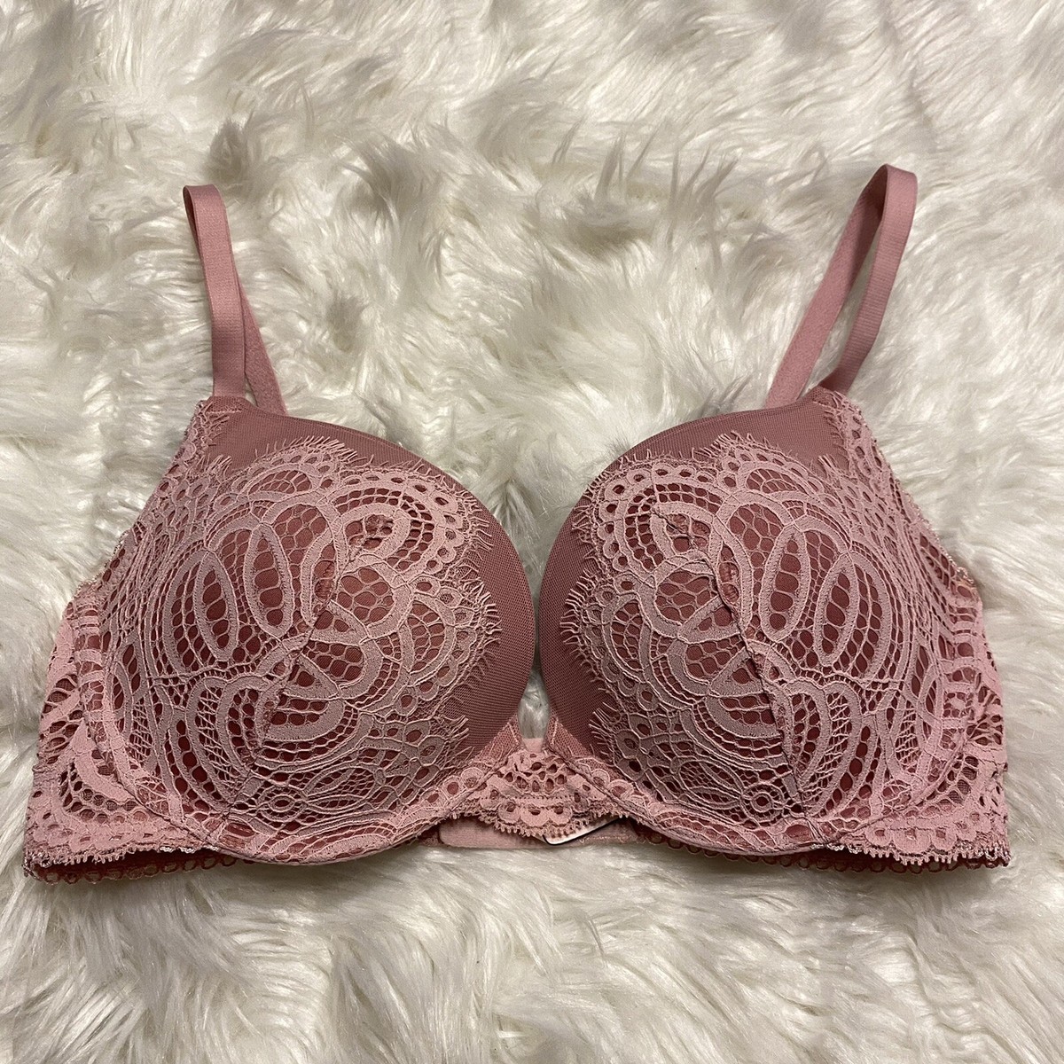 Victorias Secret 32DD Bra Pink Dream Angels Push Up Underwire Back