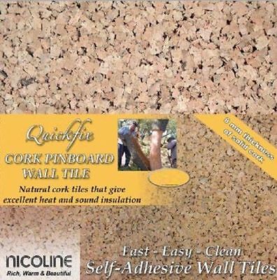 QUICKFIX NICOLINE CORK WALL TILES PINBOARD SELF ADHESIVE 6mm THICK Buy 1 to  40+ 