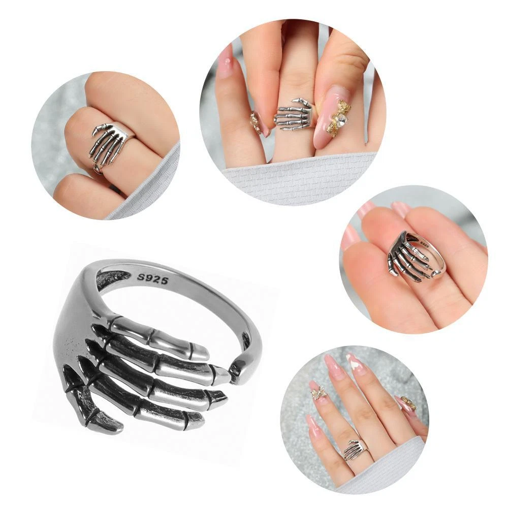 Skeleton hand sales bracelet sterling silver