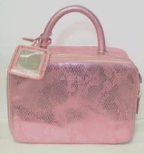 MALLY LARGE PINK FAUX SNAKE PRINT TRAVEL MAKEUP BAG / CASE