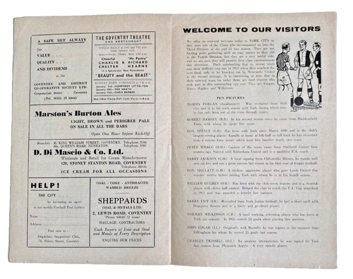 Programa de fútbol americano Coventry City v York City 2/1/60 - Imagen 3 de 6