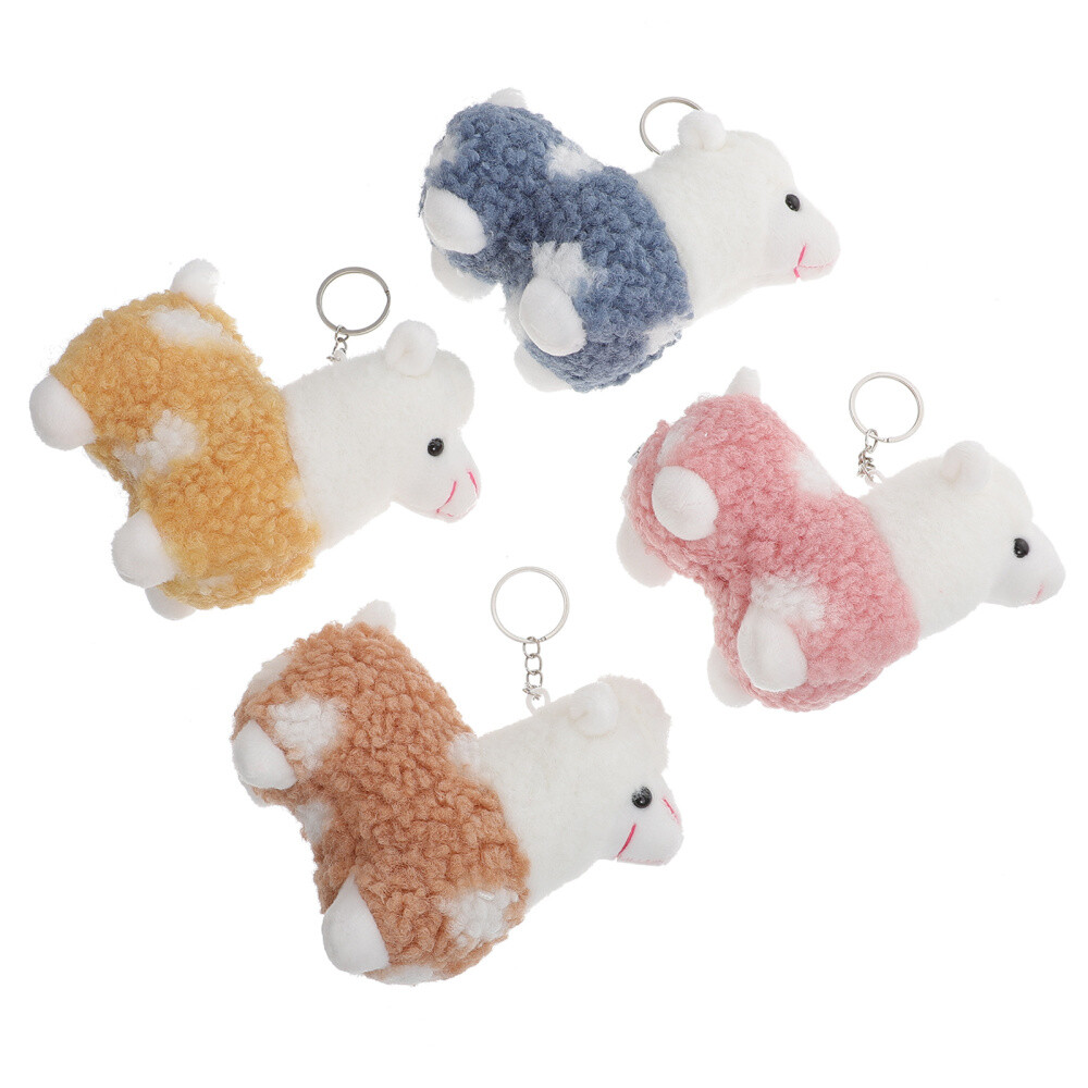 Mini llavero de peluche de 4 piezas para muñeca de alpaca decoración de coche de setas