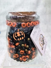 Jewelry Made By Me DIY Bead Kit Jar "HAPPY HALLOWEEN" w/Pumpkin Charm